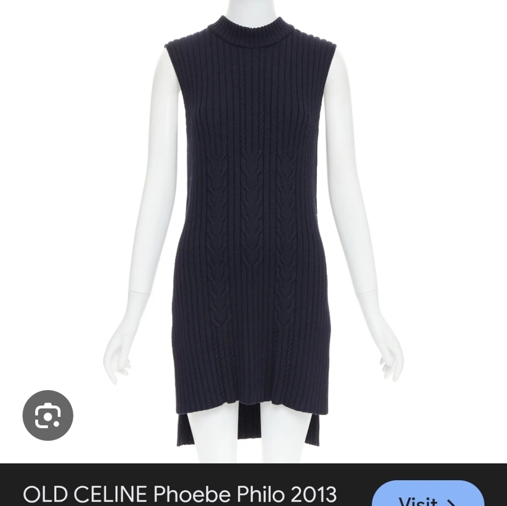 OLD CELINE Black Sleeveless Cable Knit Vest Dress